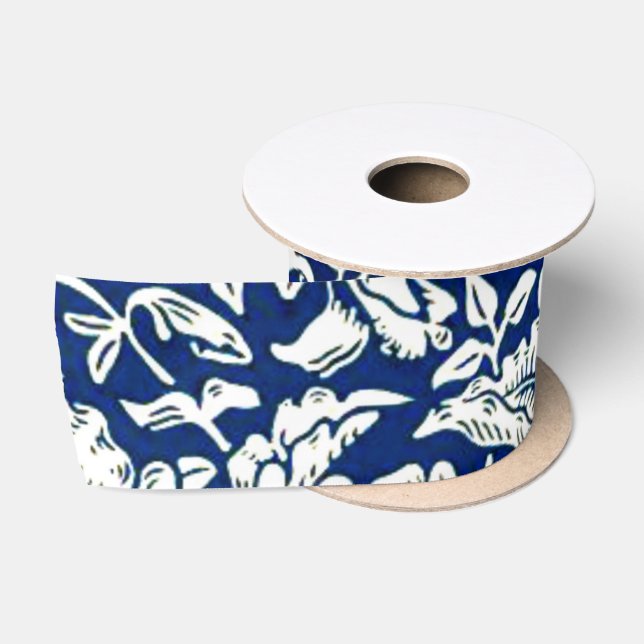 Blue Mallow by William Morris Satinband (Spule)
