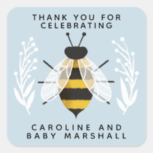 Blue Mama to Bee Baby Dusche Danke Sticker