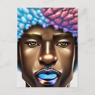 Blue Man Black King Melanin Bruh Brother Postkarte