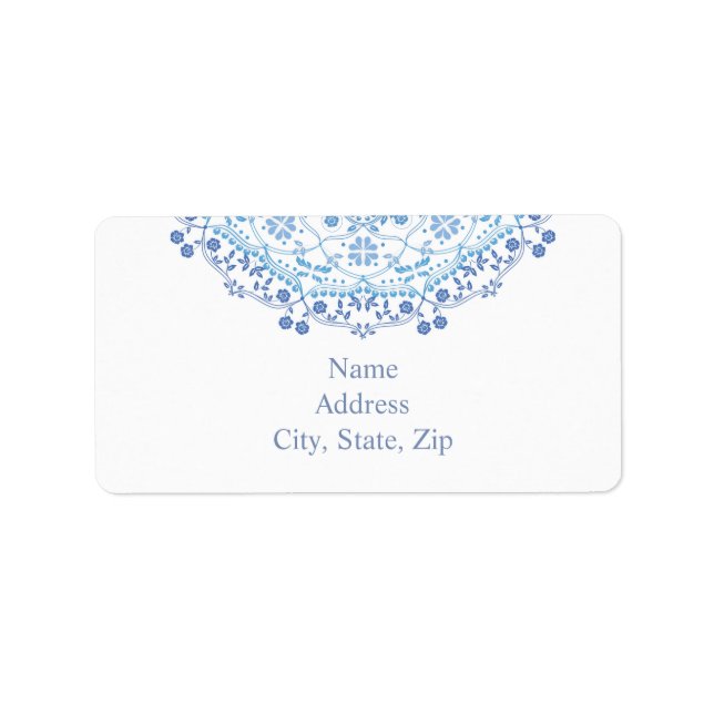 Blue Mandala auf dem Label "White Address" Adressaufkleber (Vorne)