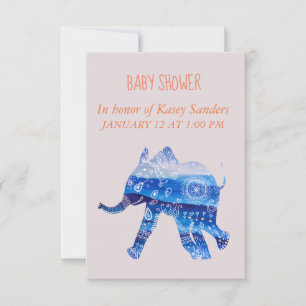 Blue Mandala Baby Elephant Baby Dusche Einladungen