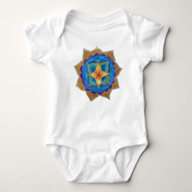 Blue Mandala Baby Jersey Bodysuit Strampler (Vorderseite)