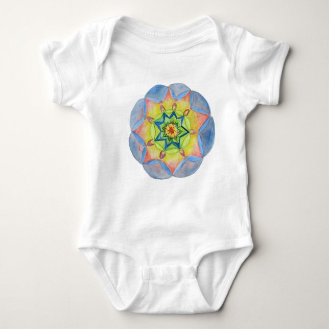 Blue Mandala Baby Strampler (Vorderseite)