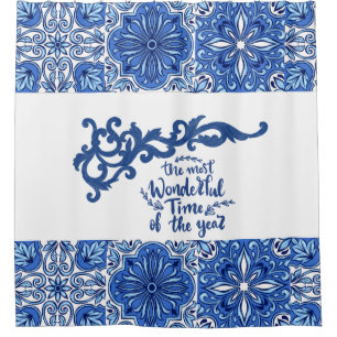 Blue Mandala Bathroom Vorhang