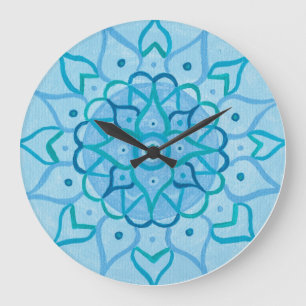 Blue Mandala Clock Große Wanduhr