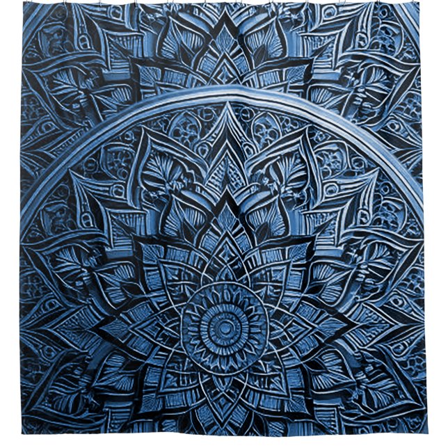 Blue Mandala Duschvorhang (Vorderseite)