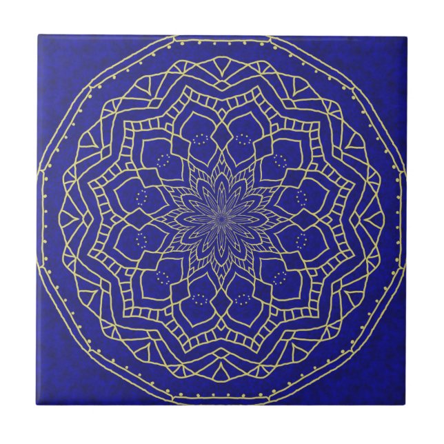 Blue Mandala Fliese (Vorderseite)