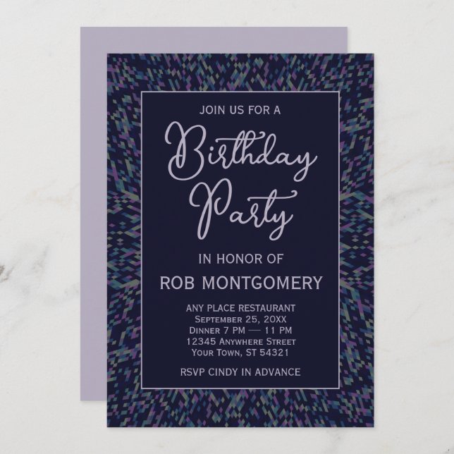 Blue Mandala Geburtstagsparty Einladung (Vorne/Hinten)