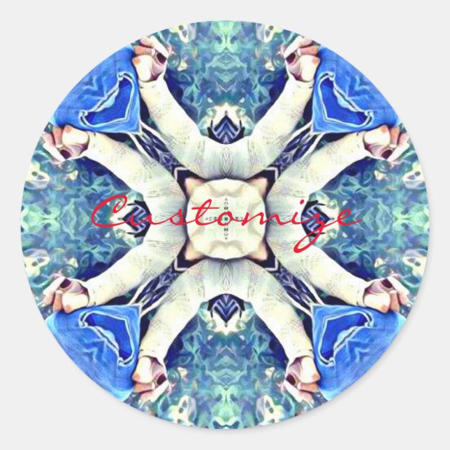 Blue Mandala Herz Thunder_Cove Runder Aufkleber (Vorderseite)