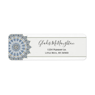 Blue Mandala Individuelle Name Address Label
