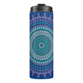 Blue Mandala mit Personalisiertem Textnamen Thermosbecher