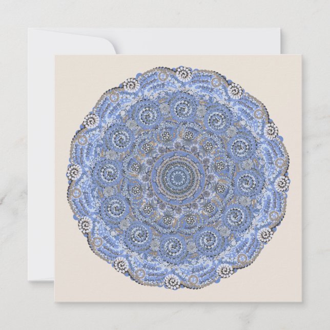 Blue Mandala mit Strandleben Feiertagskarte (Vorderseite)