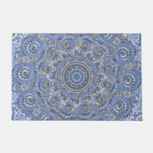 Blue Mandala mit Strandleben Fußmatte