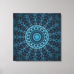 Blue Mandala Net Retro Hippie Trippy Boho Chic Leinwanddruck