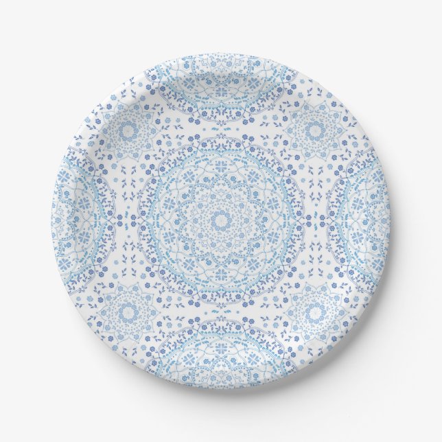 Blue Mandala Paper Plate Pappteller (Vorderseite)