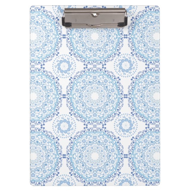 Blue Mandala Pattern Clip Board Klemmbrett (Vorderseite)