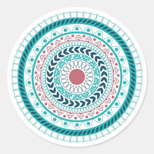 Blue Mandala Runder Aufkleber (Vorderseite)