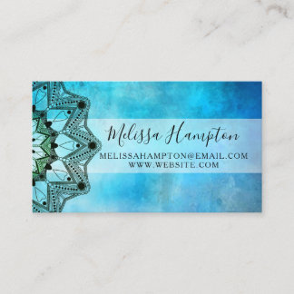 Blue Mandala Watercolor Business Card Visitenkarte