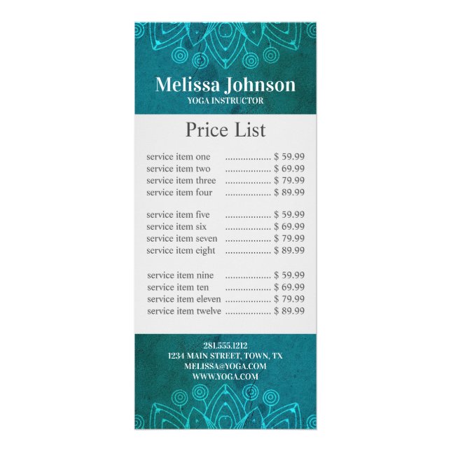 Blue Mandala Yoga Meditation Business Werbekarte (Vorne)