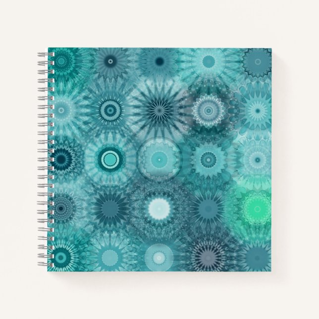 Blue Mandalas Abstract Ornate Pattern Notizbuch (Vorderseite)