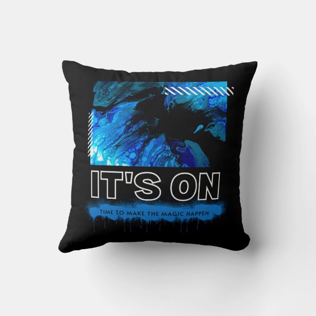 Blue Marble Abstract Acrylic Street Graphic Kissen (Rückseite)