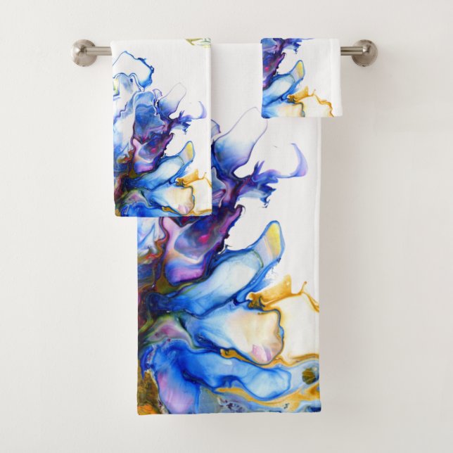 Blue Marble Agate Fluid Art Badhandtuch Set (Insitu)