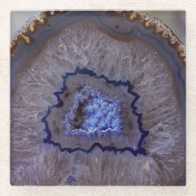 Blue Marble Agate Geode Imitate Stone Untersetzer (Vorderseite)