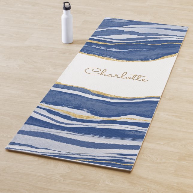 Blue Marble Agate Gold Glitzer Personalisiert Yogamatte (Beispiel)