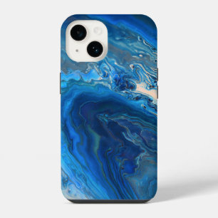 Blue Marble Agate Texture Fluid Art iPhone 14 Hülle
