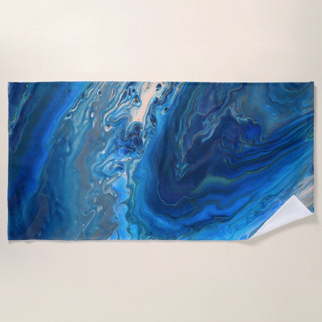 Blue Marble Agate Texture Fluid Art Strandtuch (Vorderseite)
