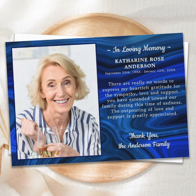 Blue Marble Beileid Love Memory Foto Beerdigung Dankeskarte (Von Creator hochgeladen)