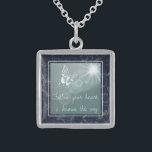 Blue Marble Butterfly Folge deinem Herzen Sterling Silberkette<br><div class="desc">Inspirierend Zitat auf einer traumhaften Halskette mit dunkelblauem Marmorhintergrund.</div>