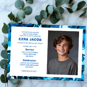Blue Marble Custom FOTO Bar Bat Mitzvah Einladung