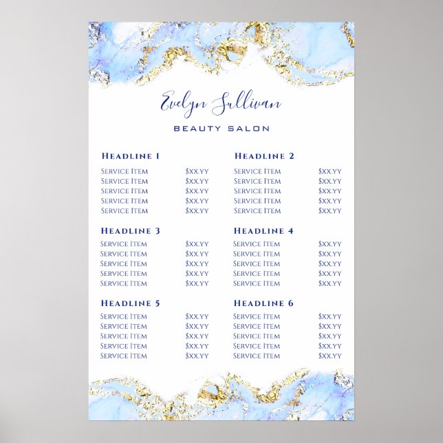 Blue Marble Design Preis List Poster (Vorne)