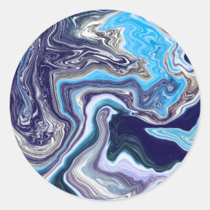 Blue Marble Fluid Art Runder Aufkleber