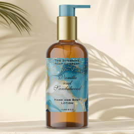 Blue Marble & Gold Glitter Cosmetics Bottle Label Rechteckiger Aufkleber