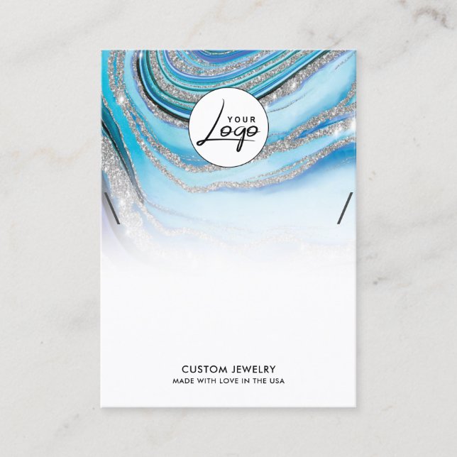 Blue Marble Logo Necklace Bracelet Display Card Visitenkarte (Vorderseite)