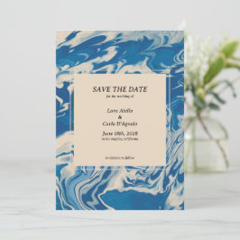 Blue Marble Modern Costal Wedding Save The Date