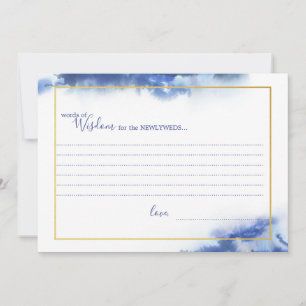 Blue Marble Ombre Gold Frame Wedding Wisdom Cards Ankündigung