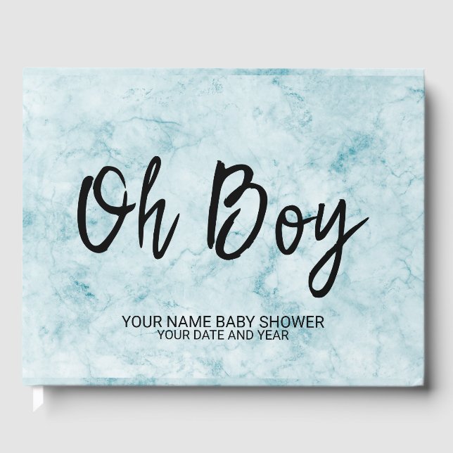 Blue Marble Personalisiert Baby Boy Shower Gästebu Gästebuch (Vorderseite)