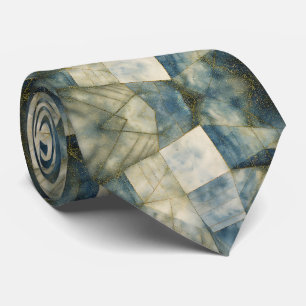 Blue Marble Sage Green Krawatte Gold Glitzer Akzen