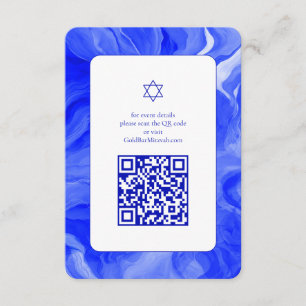 Blue Marble Star David Custom QR Bar Bat Mitzvah Begleitkarte
