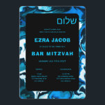 Blue Marble Star von David Custom Bar Bat Mitzvah Einladung<br><div class="desc">Perfekte Karte, um eine Fledermausmitzvah, Bar mitzvah oder andere jüdische Feier anzukündigen! Handgemachte abstrakte Kunst für Sie auf der Vorder- und Rückseite! Vollständig anpassbar! Klicken Sie auf "Personalisieren" oben, um den Text zu bearbeiten. Klicken Sie auf "Bearbeiten mit dem Design-Tool", um die Schriftart, Farben und Platzierungen anzupassen und das Design...</div>