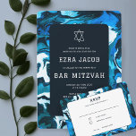 Blue Marble Star von David Custom Bar Bat Mitzvah RSVP Karte<br><div class="desc">Perfekte Antwortkarte für eine Fledermausmitzvah, Bar mitzvah oder andere jüdische Feiern! Handgemachte abstrakte Kunst für Sie auf der Vorder- und Rückseite! Vollständig anpassbar! Klicken Sie auf "Personalisieren" oben, um den Text zu bearbeiten. Klicken Sie auf "Bearbeiten mit dem Design-Tool", um die Schriftart, Farben und Platzierungen anzupassen und das Design auf...</div>