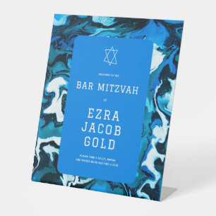 Blue Marble Star von David Custom Bar Bat Mitzvah Sockelschild
