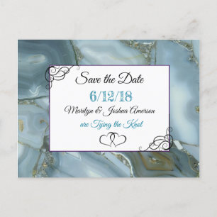 Blue Marble Stone Save the Date Postkarte