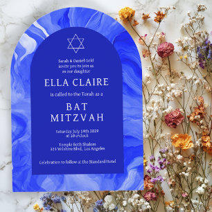 Blue Marble Wirbel Star David Bar Bat Mitzvah Arch Einladung