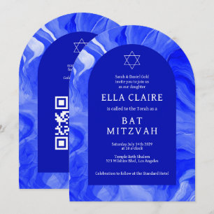 Blue Marble Wirbel Star QR Bar Bat Mitzvah Arch Einladung