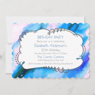 Blue Marbour Weltraum Abstrakter Geburtstag Einlad Einladung