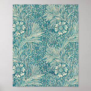 Blue Marigold Illustration von William Morris Poster